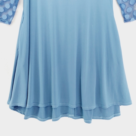 Nina Leonard Illusion High-Low Long Sleeve Crewneck Swing Dress P3537 - Picture 3 of 9